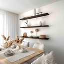 PHPH 48 Inch Wood Floating Shelves for Wall, Wooden Wall Shelves for Bedroom, Set of 4 Brown