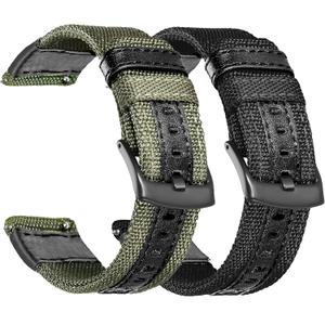 Compatible with Samsung Galaxy Watch 46mm Bands 2019/Galaxy Watch 3 45mm/Gear S3 Frontier Classic Band, 22mm Nylon Sports Replacement Strap Wristband for Men Women, 2 Pack