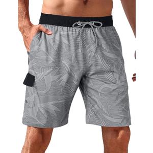 BOJIN Mens Swim Trunks 9" Quick Dry Stretch Swim Shorts Mesh Lining Bathing Suits Swimwear Beach Shorts with Pockets 4XL (EXP 12/31/56)