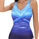 American Trends One Piece Swimsuit Women Bathing Suit Tummy Control Swim Suits for Women 2025 Modest Swimwear (Blue, XL)