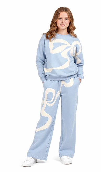 Oversized Bow Sweatshirt & Wide Leg Pant Set Large