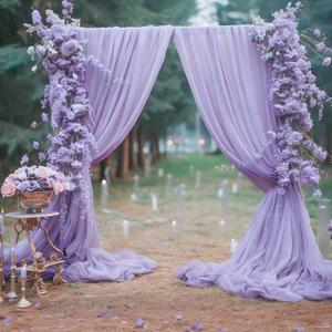 10ft x 10ft Lilac Backdrop Curtains, Wrinkle-Free Sheer Chiffon Fabric Photo Backdrop Drapes for Wedding Arch Party Ceremony Stage Photography Decorations (5ft x 10ft, 2 Panels)