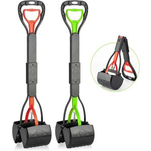 TIMINGILA Pooper Scooper 2 Pack, 28" Long Handle No Touch Dog Pooper Scooper for Large Medium Small Dogs, Durable Spring & Lightweight, Waste Pickup Tool for Dogs in Lawns/Grass/Dirt/Gravel