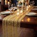 4 Pcs Gold Star Table Runner 29 x 70 Inch Gold Table Runner Star Decor Glitter Sequin Tulle Lace Cloth for Wedding Birthday Party Decor
