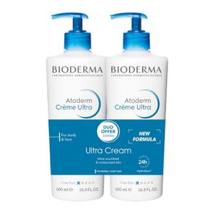 Bioderma Atoderm Ultra Cream Duo Pack, Hydrating Body Moisturizer for Normal to Dry Sensitive Skin 2x16.9 Fl Oz
