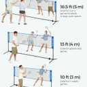 SONGMICS 13 ft Badminton Net, Height Adjustable Volleyball Net, Pickleball Net with Poles, Foldable Nylon Net for Tennis Indoor Outdoor Court, Blue Black