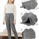 Girls Fleece Lined Leggings Cotton Kids Winter Warm Leggings Thick Thermal Tights Pants (3-4T, Black, Dark Gray)