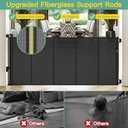 Reinforced 60" Wide Retractable Baby Gates with Upgraded Rods - Bottom Anti-Escape, 5 ft Mesh Baby Gate Retractable Dog Gate Indoor Pet Gate Retractable Stair Gate Outdoor Retractable Gate, Black ((33" Tall x 60" Wide))