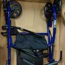 Drive Medical 10257BL-1 4 Wheel Rollator Walker With Seat, Steel Rolling Walker, Height Adjustable, 7.5" Wheels, Removable Back Support, 300 Pound Weight Capacity, Blue