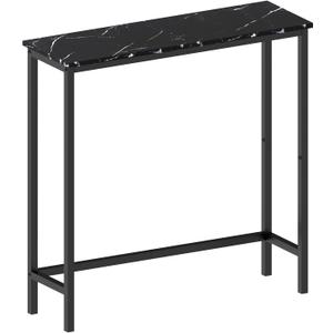 HollyHOME Narrow Sofa & Console Table, 29.5" Slim Entryway Table, Sofa Stand, Hallway Shelf, Bedroom, Living Room, Foyer, Black Marble