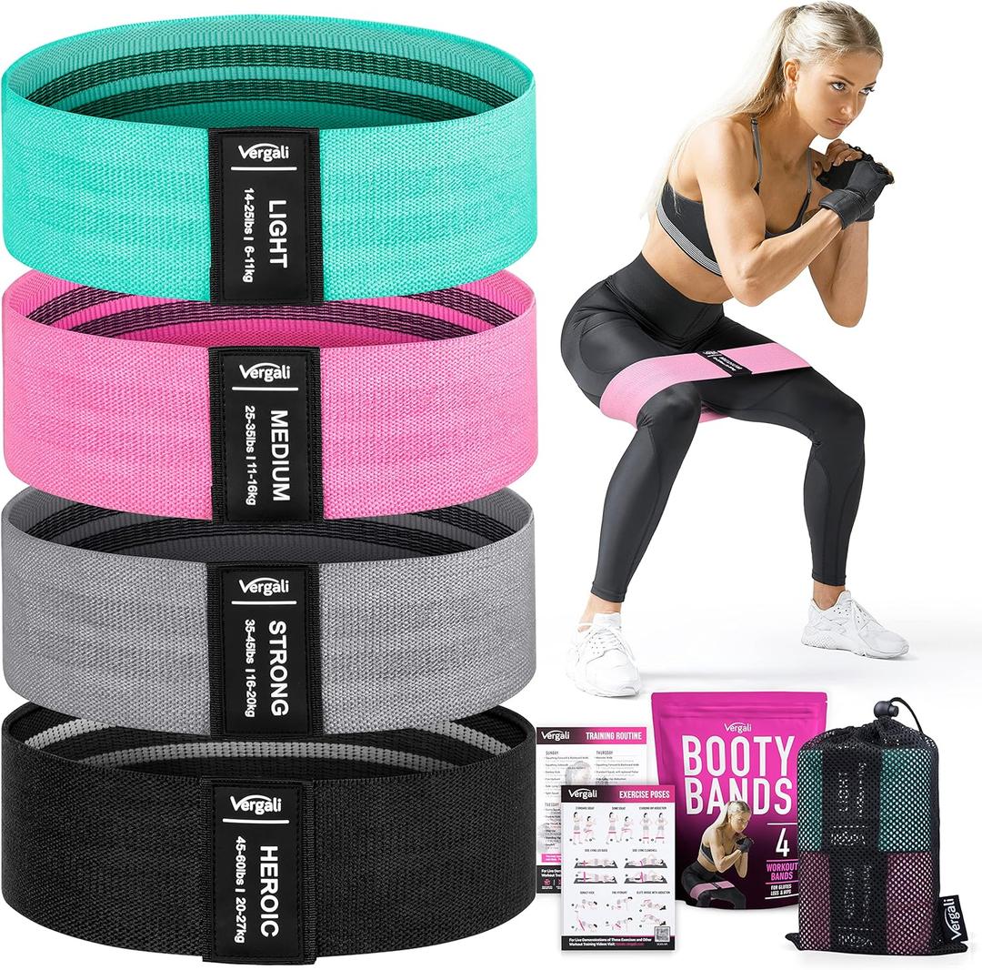 Resistance Bands for Working Out with Workout Bands Guide. 4 Booty Bands for Women Men Fabric Elastic Bands for Exercise Bands Resistance Bands for Legs Bands for Working Out Hip Thigh Glute Bands Set (Aqua, Pink, Grey, Black)