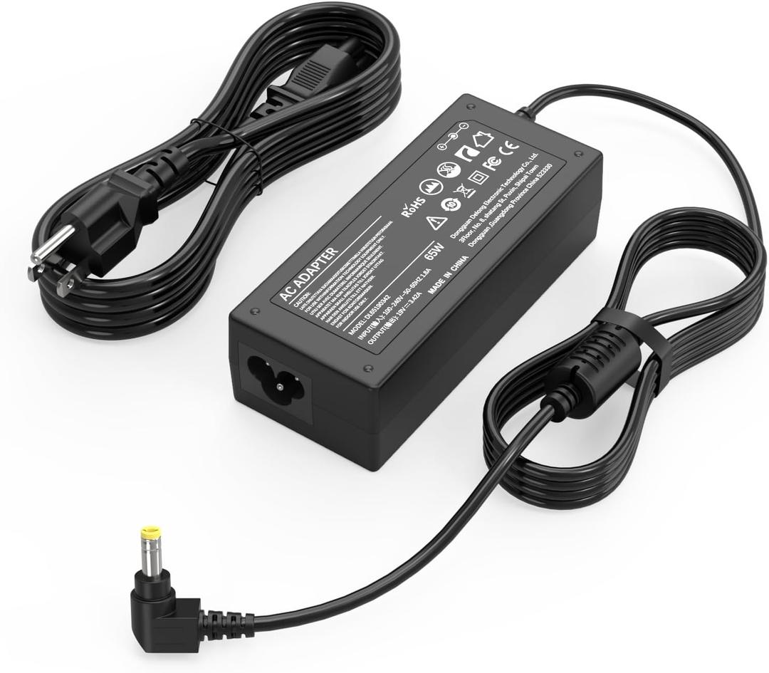 65W Laptop Charger for Toshiba Satellite C55 C55D C655 C855 C855D L55 L745 L655 L755 P755 S55 S55T A105 A215 A505 A665; PA3822U-1ACA, PA3917U-1ACA, PA5177U-1ACA, PA5178U-1ACA Power Supply Cord