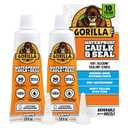 Gorilla 100% Silicone Caulk, Waterproof Sealant, 2.8oz Squeeze Tube (Pack of 2) White -10 Year Mold Resistant Kitchen, Window, Bath, Marine, Door and More