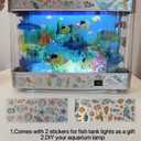 Fish Tank Aquarium with Dolphin - Fake Aquarium Lamp with Moving Dolphin & 2 Ocean DIY Stickers, Gift for Valentine's Day and Christmas, Small Fish Tank Light for Bedroom Office Room Decor.