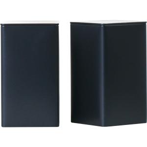 Colorful Square Tin Can Empty Cube Steel Box Storage Container for Treats, Gifts, Favors, Loose Tea, Coffee and Crafts, Mini Portable Small Storage Kit (Black, 2-Large) (2*Large (3.35x3.35x6"))