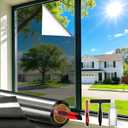 Window Privacy Film One Way Daytime Privacy Static Cling Sun Blocking Anti UV Reflective Window Tint for Home and Office, Black-Silver, 29.5 inch X 78.7 inch