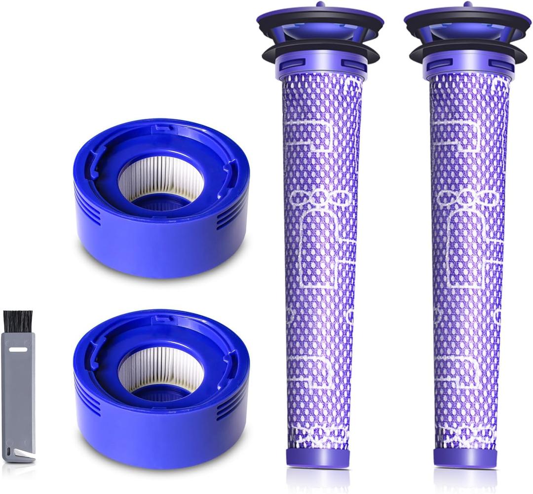 Vacuum Filter Replacement Kit for Dyson V7, V8 Animal, V8 Absolute & SV10 Cordless Vacuum Cleaners, Replaces Part # 965661-01 & 967478-01 (4P)