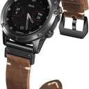 Handmade Double Sided Leather Band Compatible With Garmin Watch Band 22mm/26mmQuickfit Retro Design Genuine Leather Band For Garmin Fenix 8/7/6 Pro/5 Plus/Tactix/MARQ/Endur/Quatix/Forerunner 935/945 (Brown/Black, 22mm)