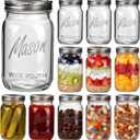 Rubtlamp Clear Mason jar 32 oz, 12 Pack Glass Jars - Wide Mouth Mason Jars with Airtight Lids for Pickling, Fermenting, Food Storage&DIY Crafts, Microwave & Dishwasher Safe