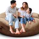 Bean Bag Chair for Adults 5FT,Soft Removable Cover for Teens/Girls Bedroom,Fluffy Giant Round Floor Beanbag Lounger Chairs (No Filler,Tan)