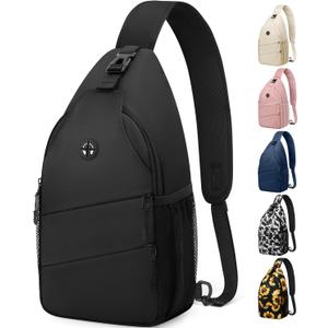 Crossbody Bags for Women Men Trendy Sling Bag Backpack Casual Chest Bag with Convertible Shoulder Strap (Large, Black)