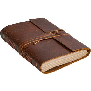 HLC Leather Journal Notebook6x8 in- Vintage Leather Bound Journals Handmade Rustic Finish Book for Men and Women Unlined Leather Craft Paper 300 Pages, Diary Pocket book To Write In