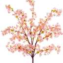 SITUMEIZI Artificial Cherry Blossom Branches Silk 39 Inch Faux Cherry Flowers Peach Tall Stems for Home Wedding Bedroom Table Japanese Real Touch Vase Decoration(3Pcs,Pink)