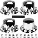 Youxmoto Rear Axle Wheel Cover 33mm Screw-on Lug Nut Cover for Semi Truck, Chrome Plated ABS Plastic, Universal Fit, 4 Pack