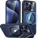 ESR for iPhone 15 Pro Case, Compatible with MagSafe, Military-Grade Protective Case, Built-in Stash Stand Phone Case, Scratch-Resistant Back Cover, Classic Series, Clear Dark Blue