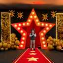 Movie Night Birthday Party Decorations Hollywood Photo Booth Banner with Runner Casino Party Supplies Backdrop VIP Star Photo Props Background Hanging for for Movie Star Birthday Party Supplies