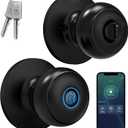 GeekTale Fingerprint Door Lock, Smart Lock Door Knob with App, Biometric Door Lock, Thumbprint Door Knob, Smart Fingerprint Door Knob for Bedroom, Office, Apartment (Matte Black)