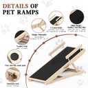 Dog Ramp for Bed, Couch, Car, Folding Pet Ramps 44.48" Long Adjustable 15"-22" Wooden Stairs with Anti-Slip Rubber Mat & Safety Side Rails for Small & Medium Old Dogs & Cats, up to 200 lbs