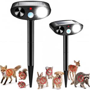 2026 Upgraded Solar Ultrasonic Animal Repeller Outdoor, Sonic Fortress Pro Deer Repellent with Motion, Waterproof, Cat Deterrent for Garden Yard, Squirrel Raccoon Skunk Rabbit Dog Bird (Black, 2-Pack)