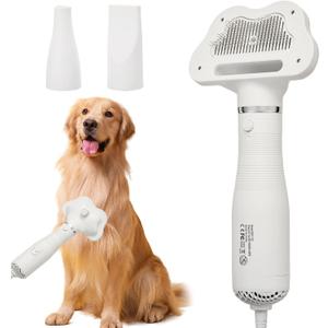 Professional Pet Grooming Dryer Brush 3-in-1 Dog Blow Dryer with Slicker Brush, Adjustable Temp, Overheat Safe, Salon Quality
