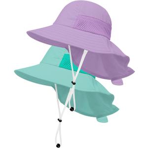 Toddler Baby Sun Hat Kids Summer Beach Essentials Adjustable Beach Hats with Bucket Wide Brim for Boys Girls Age 0-14 Years