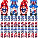 50 Pcs 4th of July Mini Patriotic Gnomes Figurines Red Blue Gnomes Figures Tiny Miniatures Statue Independence Day Veterans Figurines Gifts for Memorial Day Crafts Home Classroom Table Decor