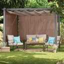 Coolaroo Outdoor Roller Shade with Wand - 95% UV Block Breathable Light Filtering Shade for Patio or Porch, Fade-Resistant, Easy-Clean Fabric, 6ft x 8ft, Walnut, 72" W x 96" H