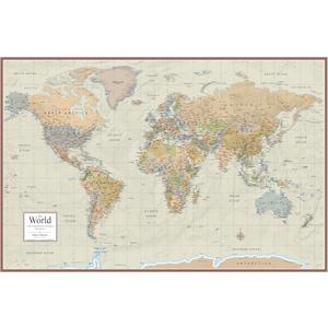 Swiftmaps World Contemporary Premier Wall Map Poster Mural 24h x 36w - LAMINATED