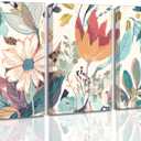 3 x 3 Pcs Boho Wild Flowers Canvas Wall Art Neutral Watercolor Boho Abstract Floral Botanical Painting Picture Wall Decor Poster Print Artwork for Living Room Bedroom Home Decoration, 24L" x 16W"