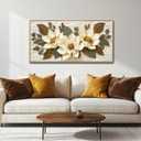 Canvas Abstract Wall Art for Living Room Bathroom Restaurant Depiction Golden Flowers Painting Wall Decor for Bedroom Office Decor Printing Artwork Pictures Home Decor 24x48 in Wood Frame