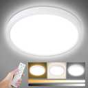 Unicozin Dimmable LED Flush Mount Ceiling Light with Remote Control, Wired 3000K-6000K Color Changing, 12Inch 24W(150W Equiv) 2200LM, Round Flat Ceiling Lamp White for Bedroom, Living Room, Kitchen