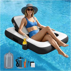 POROCOZY Floating Chairs with Backrest & Cup Holder, Gray/Black