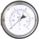 PIC Gauges LP3-254-5PSI U-Clamp Panel Mount Dry Non-Fillable Low Pressure Gauge w/ Chrome Case, Brass Internals, Plastic Lens, Back Connection, 2.5" Dial, 0/5 psi Range, 1/4" Male NPT
