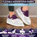 100 Pcs White Shoe Covers Disposable (50 Pairs) - Disposable Shoe Covers for Indoors, Thin Non-Woven Fabric, Stretch Fit Up to 15.7" - Single-Use & Not Waterproof for Home Use, Cleaning & Guest Visits