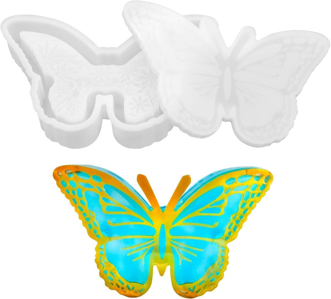 Butterfly Storage Box Molds Butterfly Silicone Molds with Lid for Epoxy Resin Casting Resin Mold for DIY Jewelry Storage Box Candy Container Makeup Storage Box