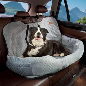Dog Car Seat for Large/Medium Dog Pet Under 55 lbs or 2 Small Dogs Detachable Washable Travel Bed Fits Cars Trucks SUV