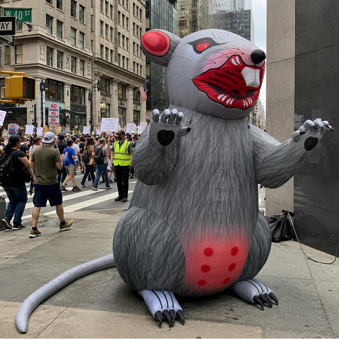 13Ft Inflatable Scabby the Rat Balloon with Blower for Union Protest, Commercial Grade Material： Made from durable 420D Oxford fabric with reinforced stitching for long-lasting outdoor use