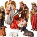 Yinns Nativity Sets, 8 Inch Christmas Nativity Scene Indoor, 11 Piece Resin Nativity Figurine for Christmas Tabletop Religious Xmas Home Decorations