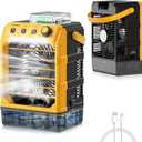 Rozlchar Portable Cooling Fan Compatible for Dewalt 20V 60V Battery(No Battery) w/USB Input Powered, Outdoor Camping Fan w/Mist, Timing Function, 1600mL Water Tank & LED for Home, Outside, Camping