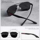 LUENX Aviator Sunglasses for Men Square Polarized Polygon Lens - UV 400 Protection with Accessories 61MM Driving Outdoor (Black)